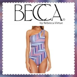 NWOT BECCA South Coast Arabella Metallic Asymmetric One-Piece Swimsuit